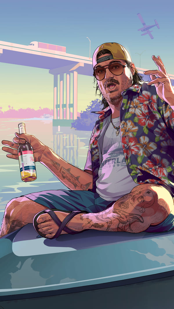 Cal Hampton, l'ami de Jason, une bière à la main sur un bateau