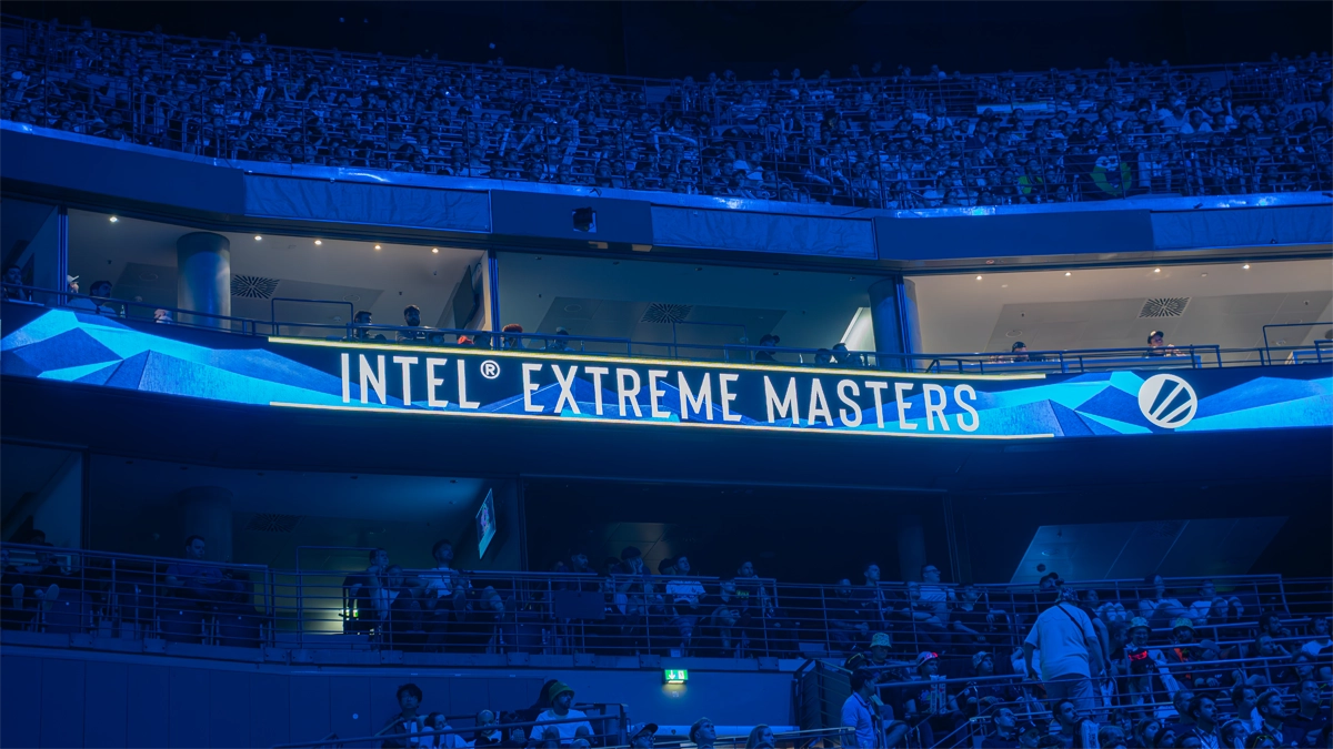 Texte Intel Extreme Masters dans le stade
