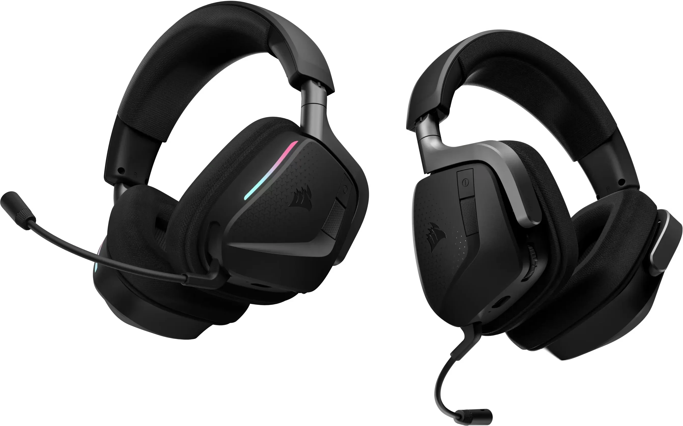 Deux casques gaming Corsair avec microphone et rétroéclairage RGB