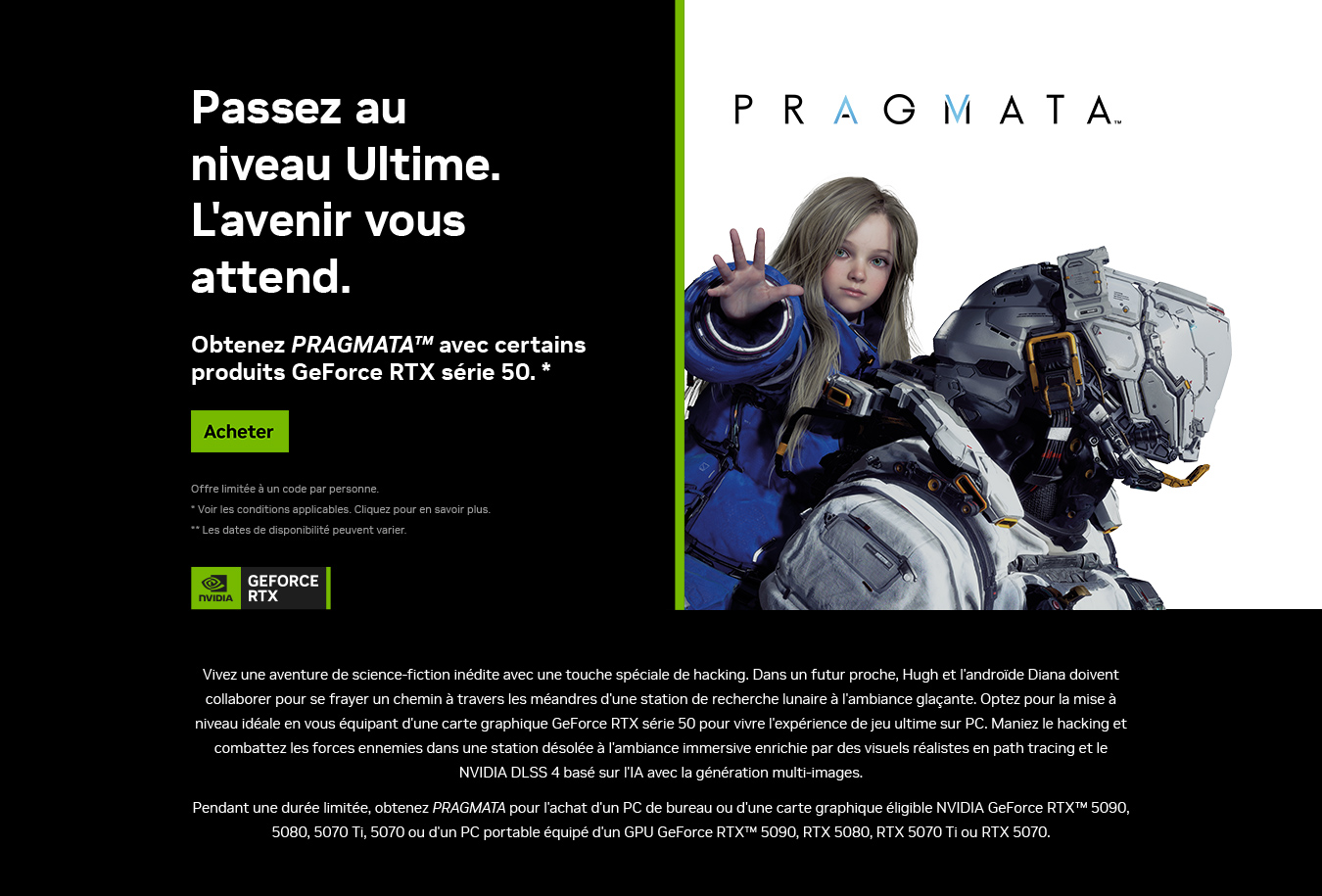 Obtenez PRAGMATA avec certains produits GeForce RTX série 50.
