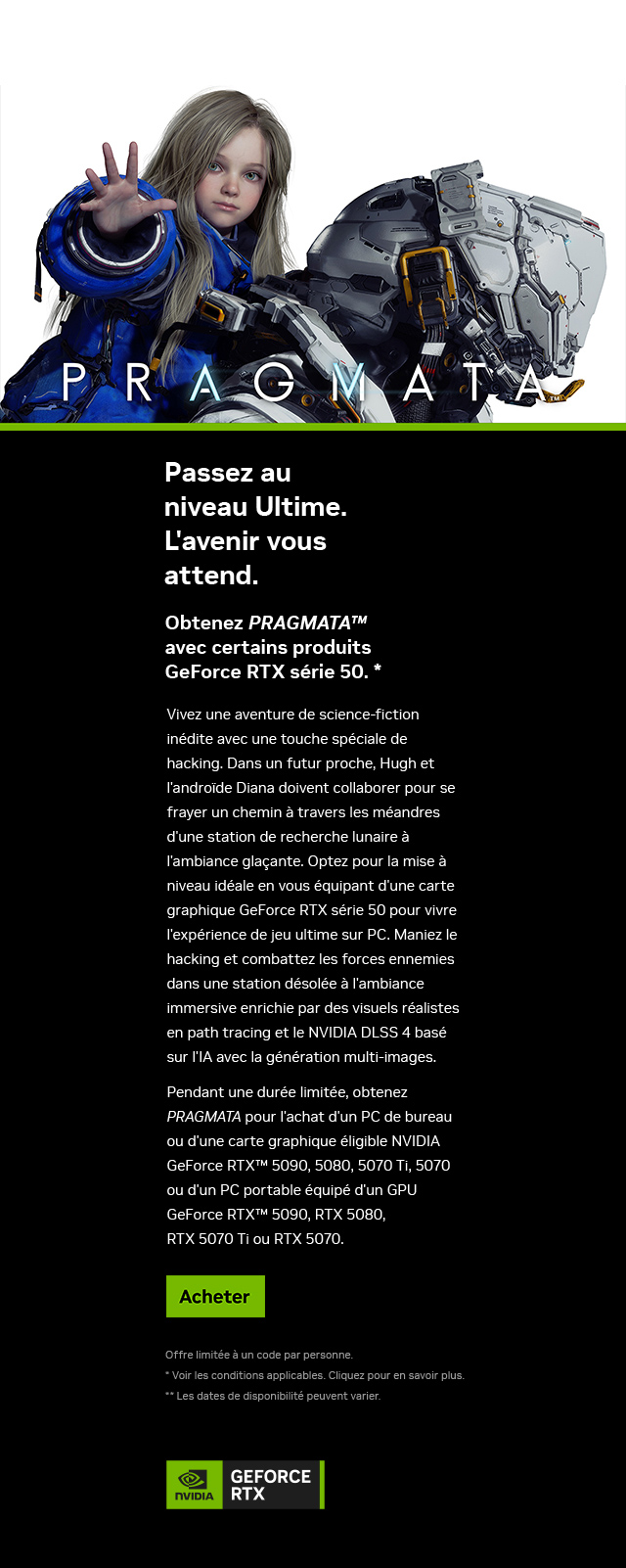 Ontvang PRAGMATA bij geselcteerde producten uit de GeForce RTX 50-serie