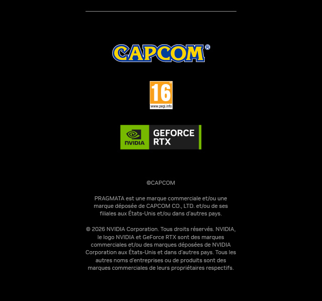 CAPCOM, PEGI 16 en GEFORCE RTX logo