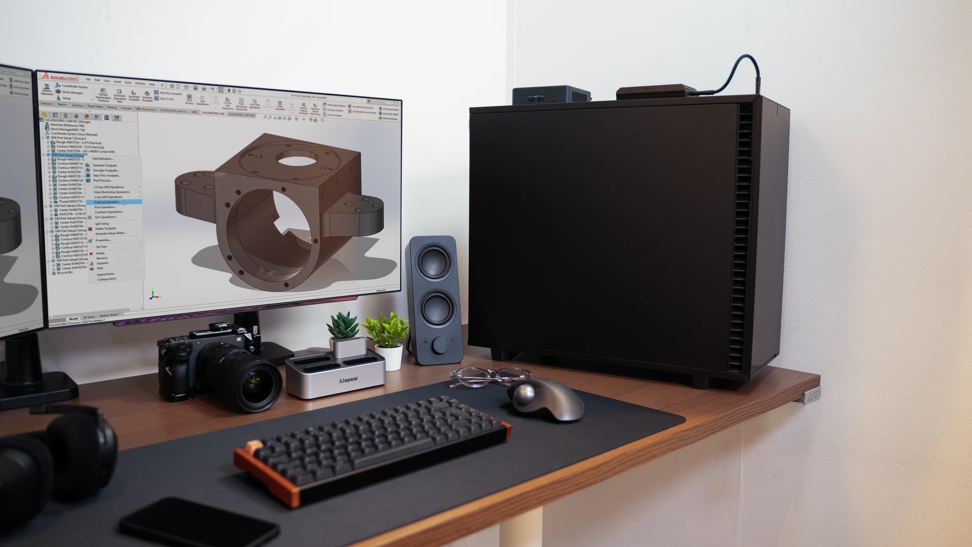 PC noir avec ventilateurs frontaux bleus