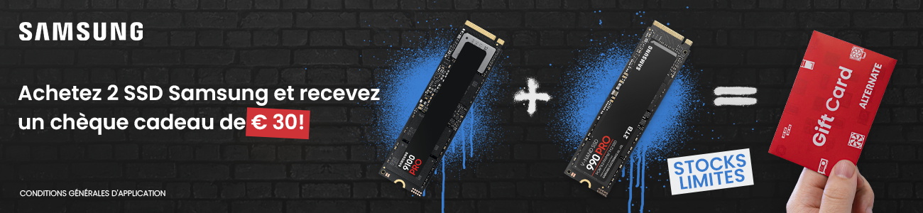 Win een ALTERNATE cadeaubon t.w.v. 30 euro bij aankoop van 2 Samsung SSD's