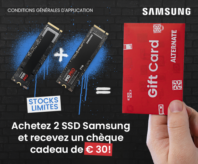Win een ALTERNATE cadeaubon t.w.v. 30 euro bij aankoop van 2 Samsung SSD's