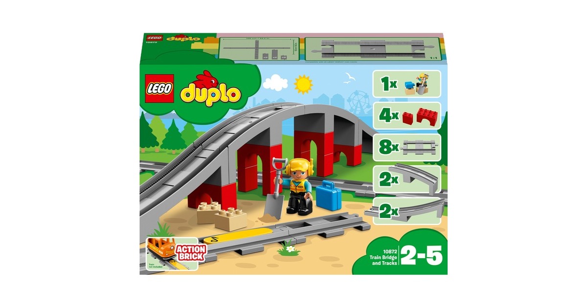 LEGO 10872 DUPLO Town Les Rails Et Le Pont Du Train, jouet pour