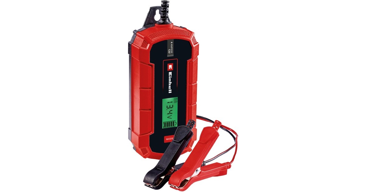 Einhell CE-BC 4 M Chargeur de batterie pour véhicules 12 V Noir, Rouge  Rouge/Noir, 12 V, 220 - 240 V, 50 Hz, LCD, IP65, Noir, Rouge