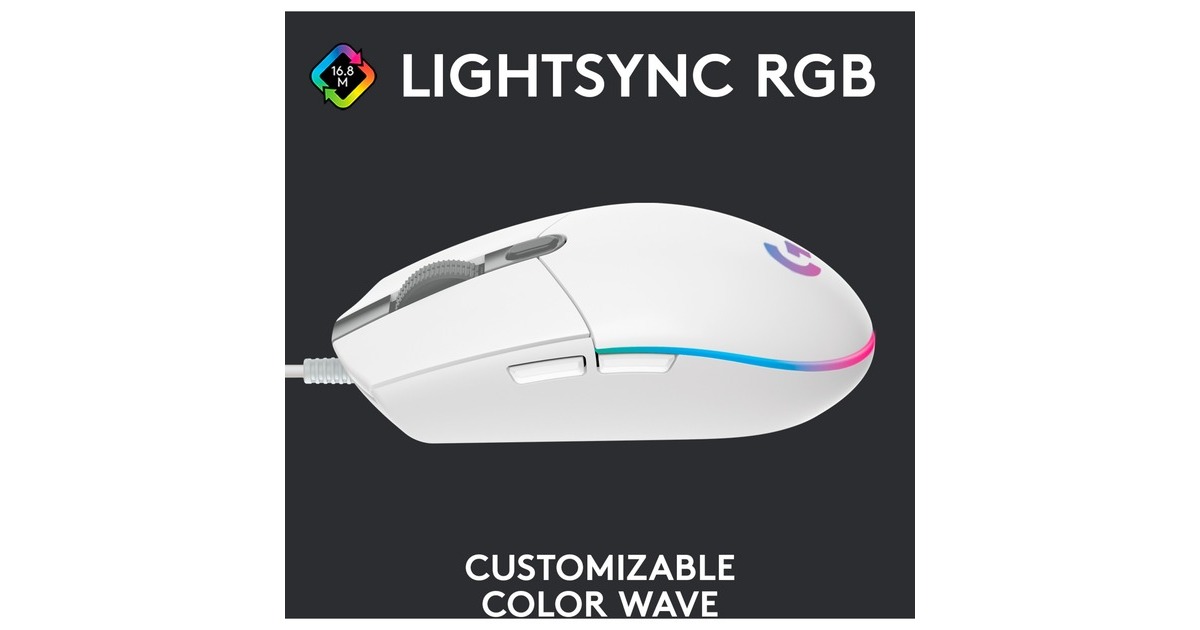 Logitech Souris de gaming G203 Lightsync Blanc