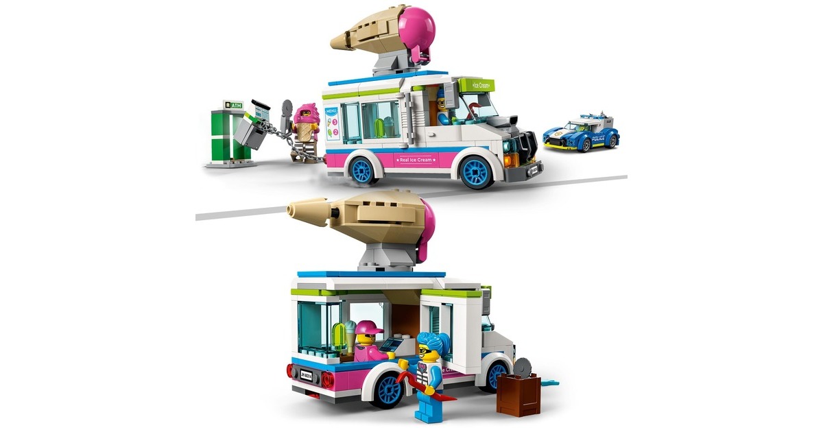 LEGO 60314 City La Course-Poursuite du Camion de Glaces, Jouet de