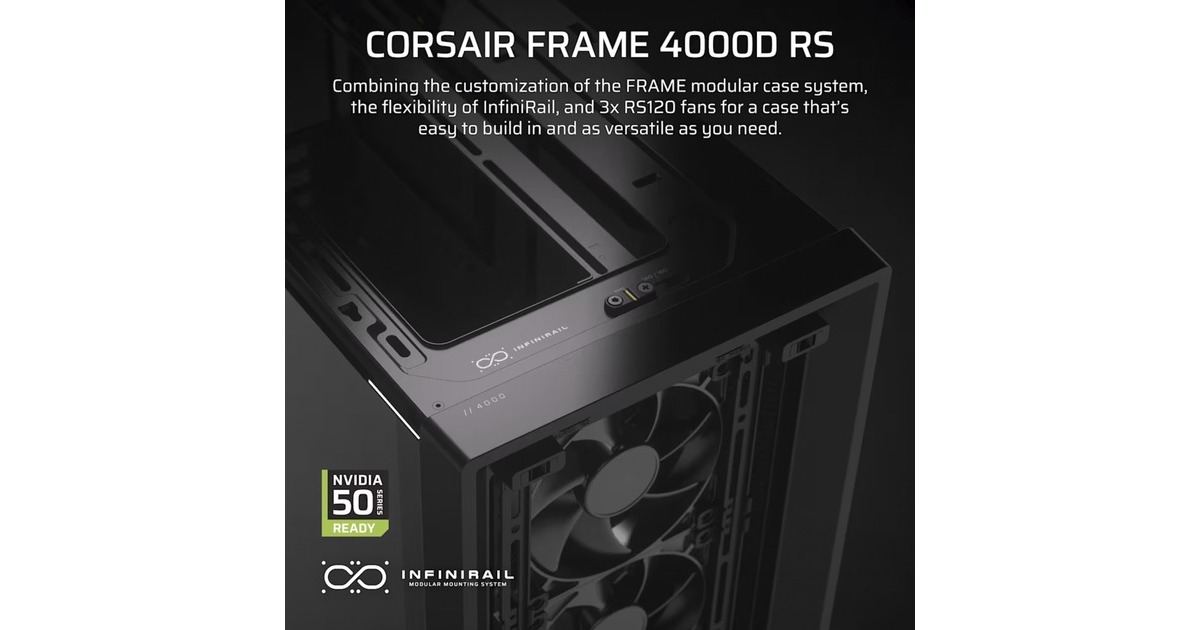 CORSAIR Boîtier PC 4000D RS Frame High Airflow Mid Tower - 3 Ventilateurs RS - InfiniRail - Compatible Radiateurs 360mm