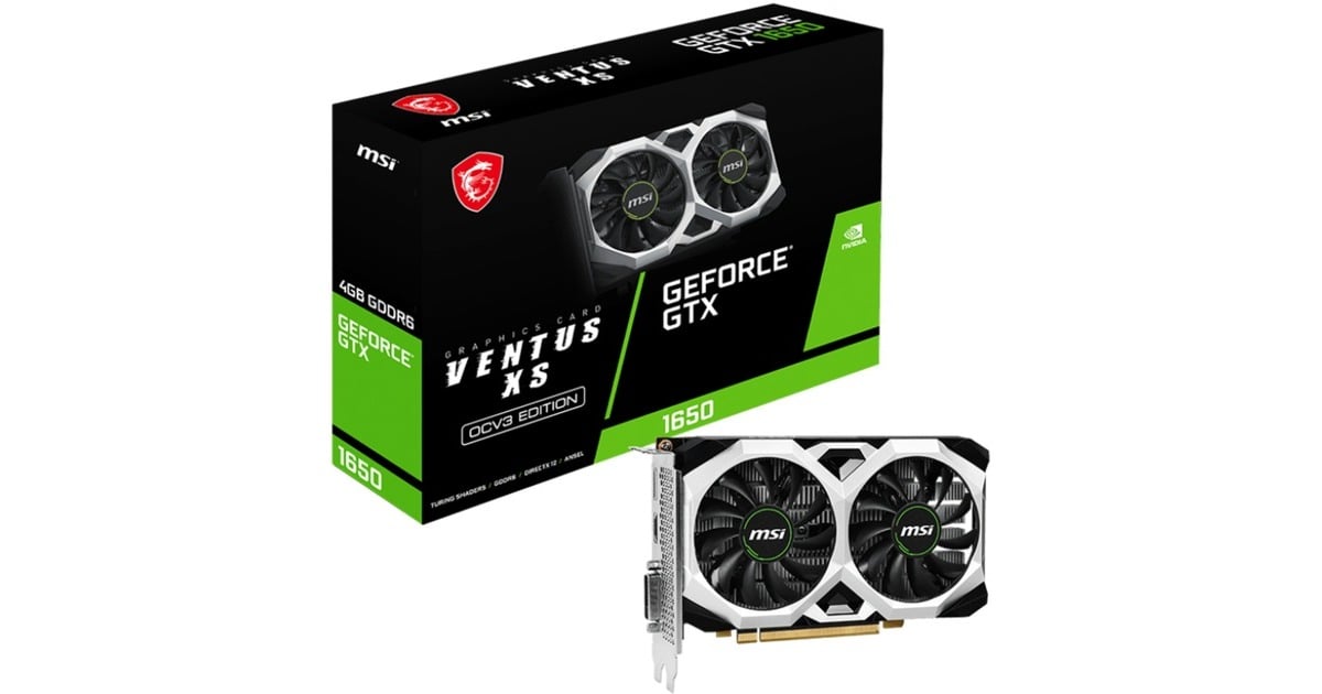 MSI GeForce GTX 1650 Ventus XS 4G OCV3 Carte graphique HDMI DisplayPort DVI