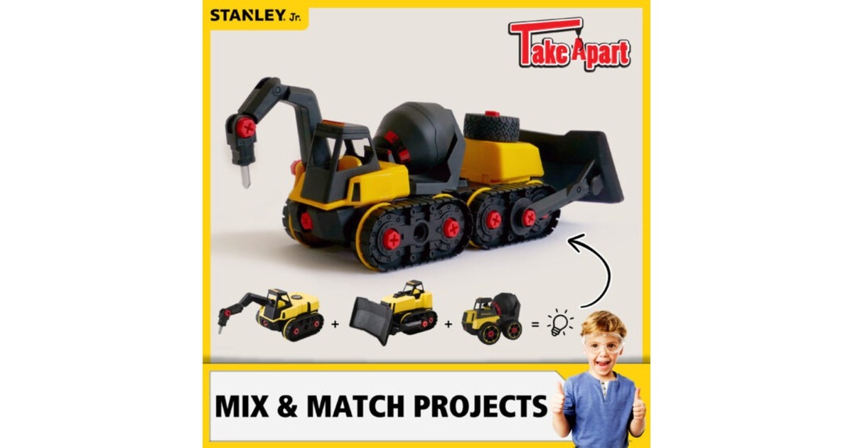 Véhicules de construction jaune ensemble de jouets avec tournevis