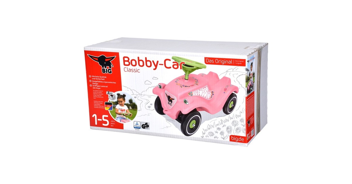 Big Bobby Car Classic Flower Voiture à roulettes, Porteur enfant Rose/vert  clair, 1 an(s), 4 roue(s), Plastique, Rose, Vert