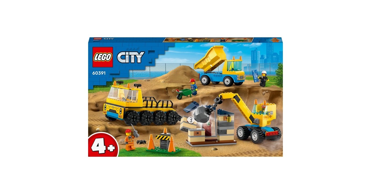 LEGO City 60391 - Les Camions de Chantier et la Grue à Boule de