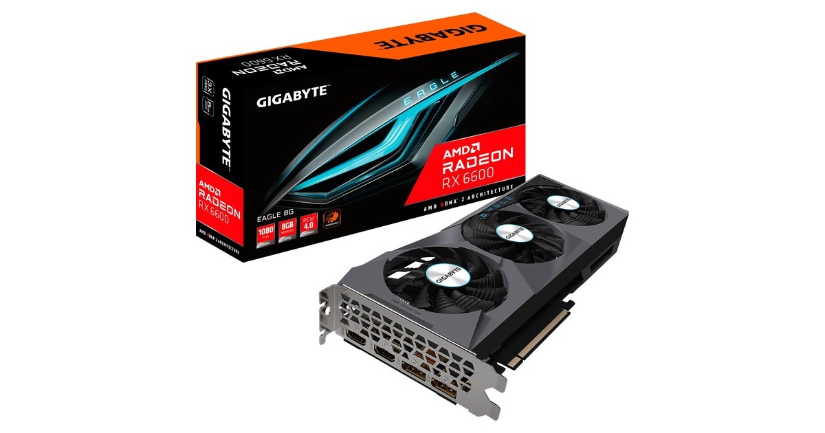 GIGABYTE Radeon RX 6600 EAGLE 8G, Carte graphique 2x HDMI, 2x
