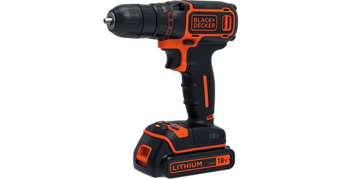 BLACK & DECKER Perceuse visseuse sans fil BDCDC18-QW - Avec batterie li-ion  & chargeur 1,5 Ah / 18 V