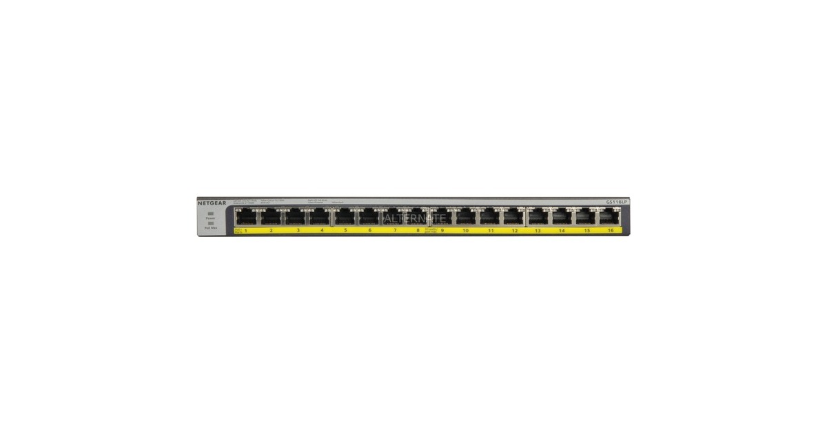 Netgear GS116LP 16-Port PoE/PoE+ Gigabit Ethernet, Switch