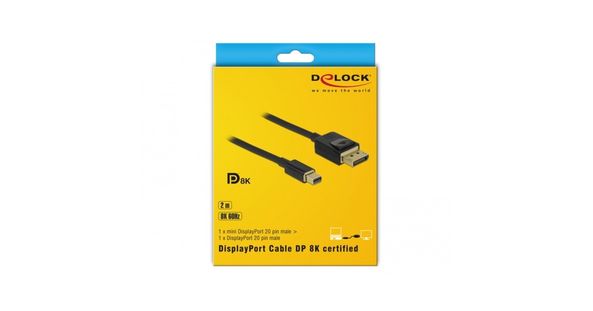 Delock Produits 84928 Delock Câble Mini DisplayPort vers DisplayPort 8K 60  Hz 2 m DP 8K certifié