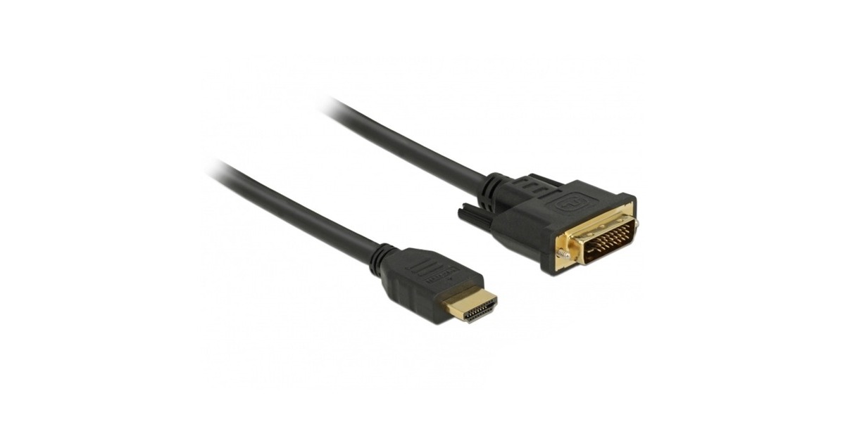 DeLOCK HDMI vers DVI (24+1), Adaptateur Noir, adaptateur 2m