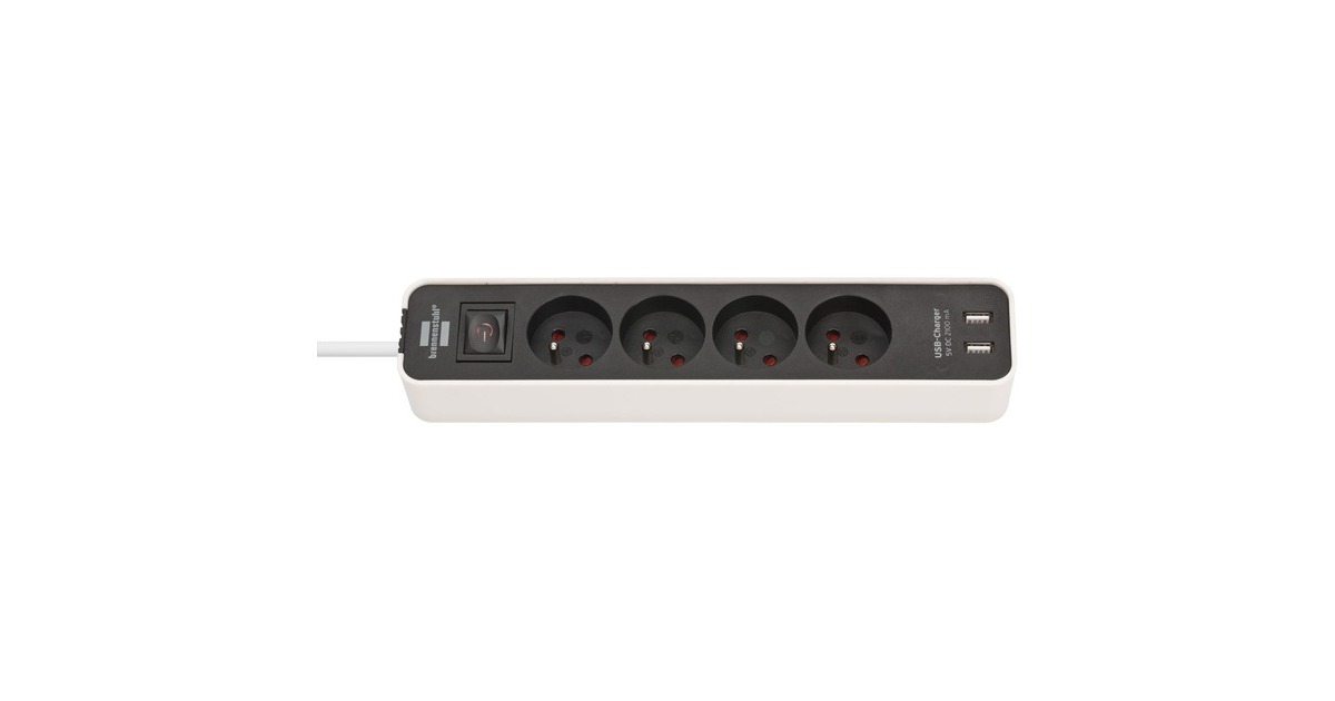 Multiprise Ecolor Brennenstuhl, 4 prises courant, 2 prises USB