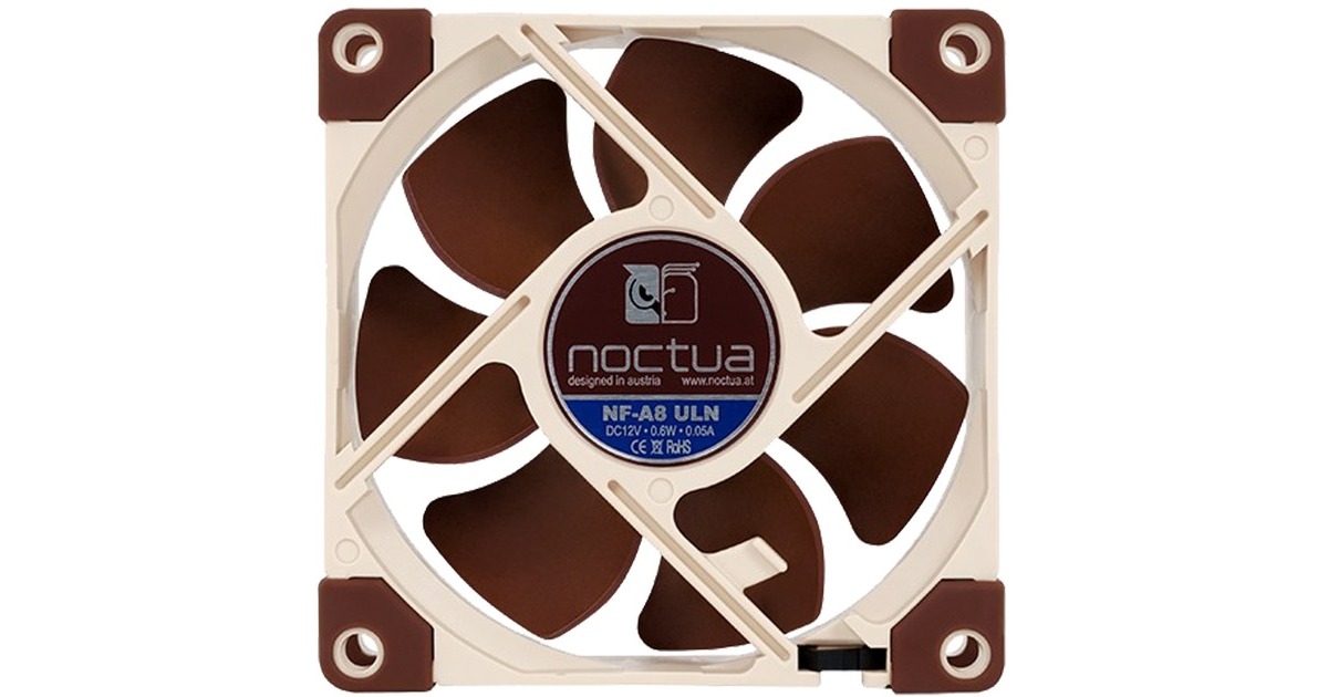Noctua NF-A8 ULN système de refroidissement d'ordinateur Boitier PC  Ventilateur 8 cm Beige, Marron, Ventilateur de boîtier Ventilateur, 8 cm,  1100 tr/min, 1400 tr/min, 10,4 dB, 34,8 m³/h