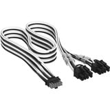 Corsair PCIe 12 V - 2 x 6 vers 2 x 8 broches (6+2 séparées), Câble Noir/Blanc, 650 mm