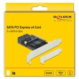 DeLOCK Carte SATA PCI Express x4 à 5 ports Low Profile, Carte d'interface 