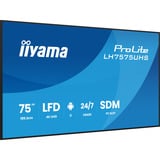 iiyama ProLite LH7575UHS-B2AG, Affichage public Noir (Mat), 3x HDMI | 1x DisplayPort | LAN | WiFi | 24/7