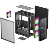 DeepCool  boîtier midi tower Noir | 1x USB-A | 1x USB-C | RGB | Verre Trempé