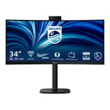 Philips 34B2U3600CH 34" Moniteur UltraWide incurvé  Noir, 120 Hz, HDMI, DisplayPort, audio, LAN, hub USB, webcam