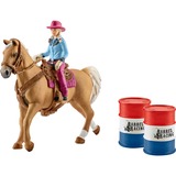 Schleich Farm World - Course de barils avec cowgirl, Figurine 41417
