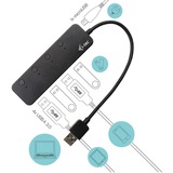 i-tec USB 3.0 Metal HUB 4 Port avec interrupteurs individuels on/off, Hub USB Noir