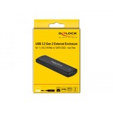 DeLOCK Boîtier externe USB Type-C Combo pour SSD M.2 NVMe PCIe ou SATA - sans outil., Boîtier disque dur Noir