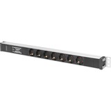 Digitus Bâti de prises avec profilé d'aluminium 1HE, 7 prises, Multiprise Noir/en aluminium