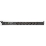 Digitus Bâti de prises avec profilé d'aluminium 1HE, 7 prises, Multiprise Noir/en aluminium
