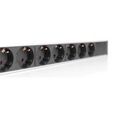 Digitus Bâti de prises avec profilé d'aluminium 1HE, 7 prises, Multiprise Noir/en aluminium