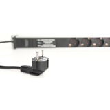 Digitus Bâti de prises avec profilé d'aluminium 1HE, 7 prises, Multiprise Noir/en aluminium