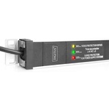 Digitus Bâti de prises avec profilé d'aluminium 1HE, 7 prises, Multiprise Noir/en aluminium