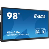 iiyama Prolite TE9804MIS-B1AG, Affichage public Noir, Écran plat interactif, 2,49 m (98"), IPS, 3840 x 2160 pixels, 24/7