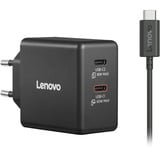 Lenovo 65W Dual USB-C GaN chargeur Noir, 2x USB-C, Power Delivery