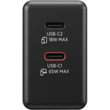 Lenovo 65W Dual USB-C GaN chargeur Noir, 2x USB-C, Power Delivery