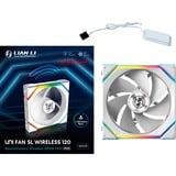 Lian Li UNI FAN SL120 Wireless Reverse Blade, Ventilateur de boîtier Blanc, Connecteur de ventilateur PWM à 4 broches