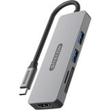 Sitecom 5 en 1 USB-C Multiport Adapter, Station d'accueil Gris