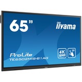 iiyama Prolite TE6502MIS-B1AG, Affichage public Noir, Écran plat interactif, 165,1 cm (65"), VA, 3840 x 2160 pixels, Wifi