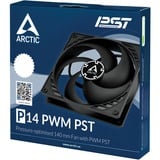 ARCTIC P14 PWM PST ventilateur de boîtier Noir, 140 x 140 x 27 mm, Ventilateur, 14 cm, 200 tr/min, 1700 tr/min, 0,3 sone, 123,76 m³/h