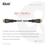 Club 3D Câble hybride AOC HDMI Noir, 30 mètres