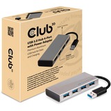 Club 3D Hub USB 3.0 4-Port + Adaptateur secteur  Aluminium, CSV-1431