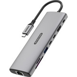 Sitecom Adaptateur multiport USB-C Power Delivery 8 en 1, Station d'accueil Gris
