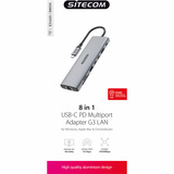Sitecom Adaptateur multiport USB-C Power Delivery 8 en 1, Station d'accueil Gris