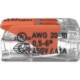 Wago Borne de raccordement Serie 221 COMPACT - 2x6 mm², Pince Transparent/Orange, 50 pièces